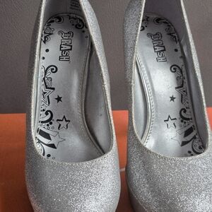 Silver Glitter Pumps by - Women's Dress Heels